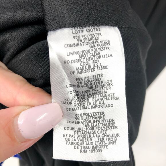 XSCAPE Women's Elis Long Jersey Knit Dress Size 8 Black Silver Illusion NWT - Picture 10 of 12